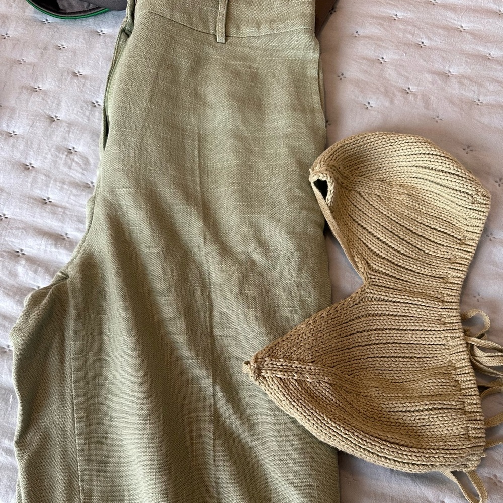 2 piece light green linen set! Jluxlabel